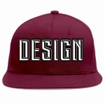 Custom Crimson White-Black Flat Eaves Sport Baseball Cap Design for Men/Women/Youth