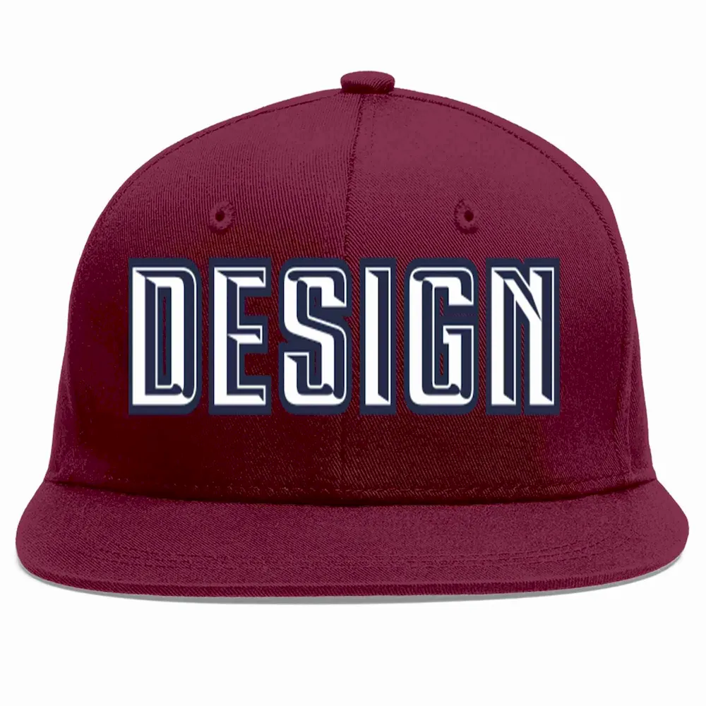 Custom Crimson Gold-White Flat Eaves Sport Baseball Cap Design for Men/Women/Youth
