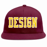 Custom Crimson Kelly Green-White Flat Eaves Sport Baseball Cap Design for Men/Women/Youth