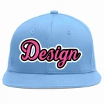Custom Light Blue Pink-Black Flat Eaves Sport Baseball Cap Design for Men/Women/Youth