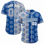 Custom Light Gray Purple Split Fashion Flower Graffiti Pattern Authentic Baseball Jersey