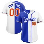 Custom White Royal-Orange Hook Split Fashion Authentic Baseball Jersey
