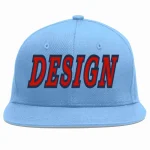 Custom Light Blue White-Royal Flat Eaves Sport Baseball Cap Design for Men/Women/Youth