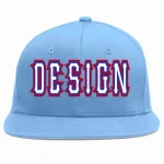 Custom Light Blue White-Royal Flat Eaves Sport Baseball Cap Design for Men/Women/Youth