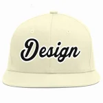 Custom Cream Black-White Flat Eaves Sport Baseball Cap Design for Men/Women/Youth