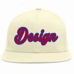 Custom Cream Red-Royal Flat Eaves Sport Baseball Cap Design for Men/Women/Youth