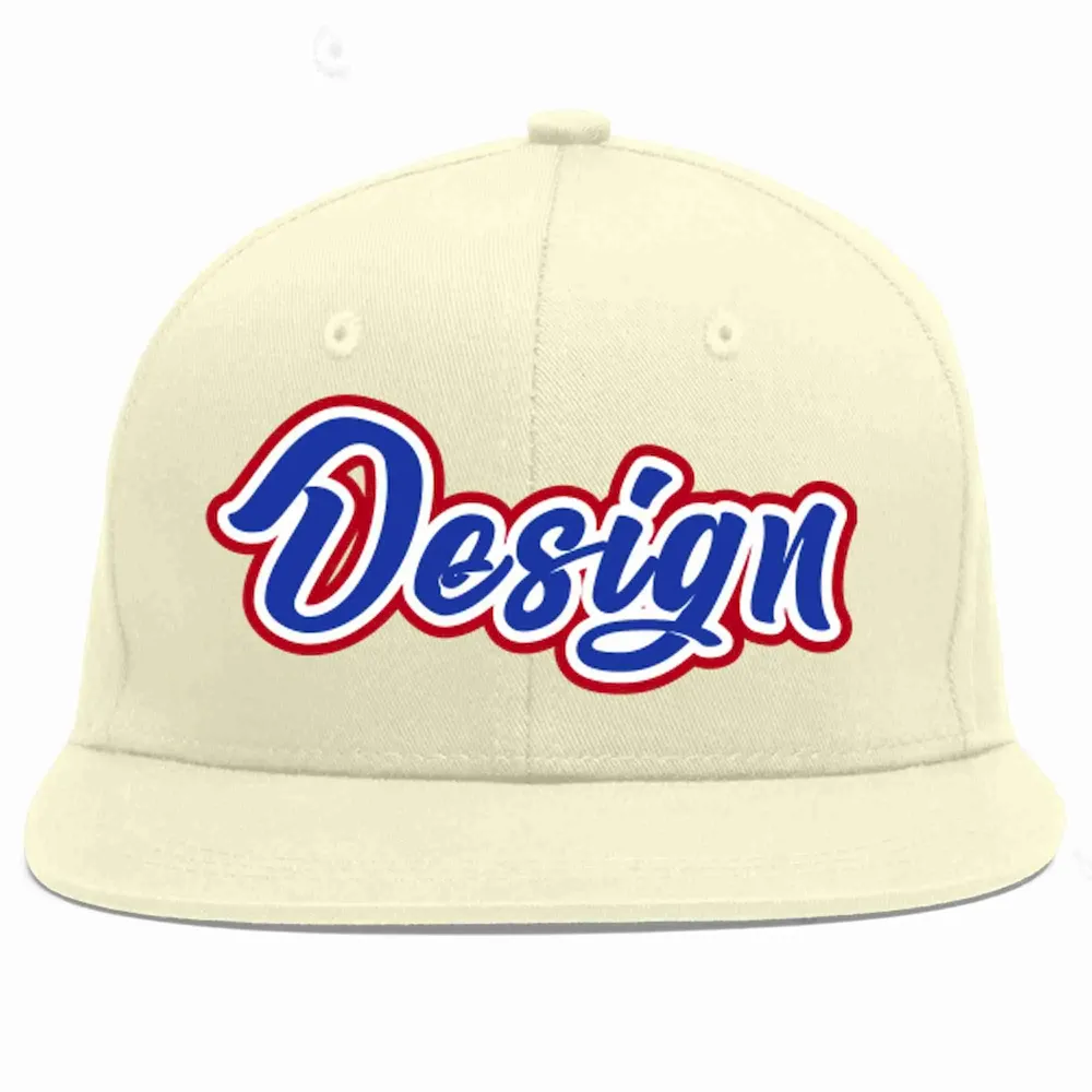 Custom Cream Royal-White Flat Eaves Sport Baseball Cap Design for Men/Women/Youth