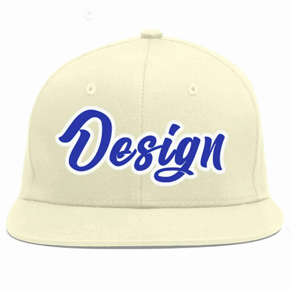 Custom Cream Royal-White Flat Eaves Sport Baseball Cap Design for Men/Women/Youth