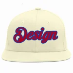 Custom Cream Red-Royal Flat Eaves Sport Baseball Cap Design for Men/Women/Youth