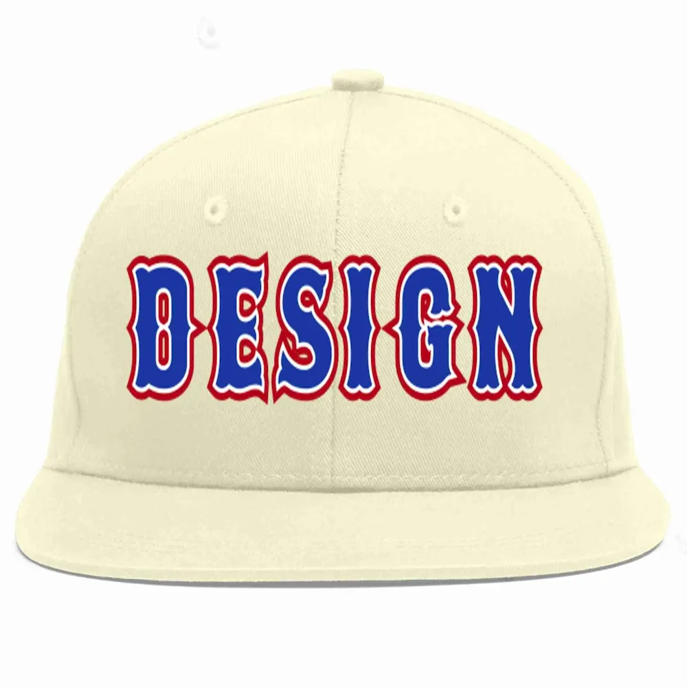 Custom Cream Royal-White Flat Eaves Sport Baseball Cap Design for Men/Women/Youth