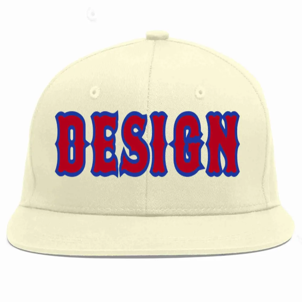 Custom Cream Old Gold-Black Flat Eaves Sport Baseball Cap Design for Men/Women/Youth