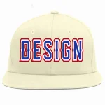 Custom Cream Royal-White Flat Eaves Sport Baseball Cap Design for Men/Women/Youth