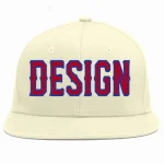 Custom Cream Red-Royal Flat Eaves Sport Baseball Cap Design for Men/Women/Youth