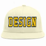 Custom Cream Gold-Navy Flat Eaves Sport Baseball Cap Design for Men/Women/Youth