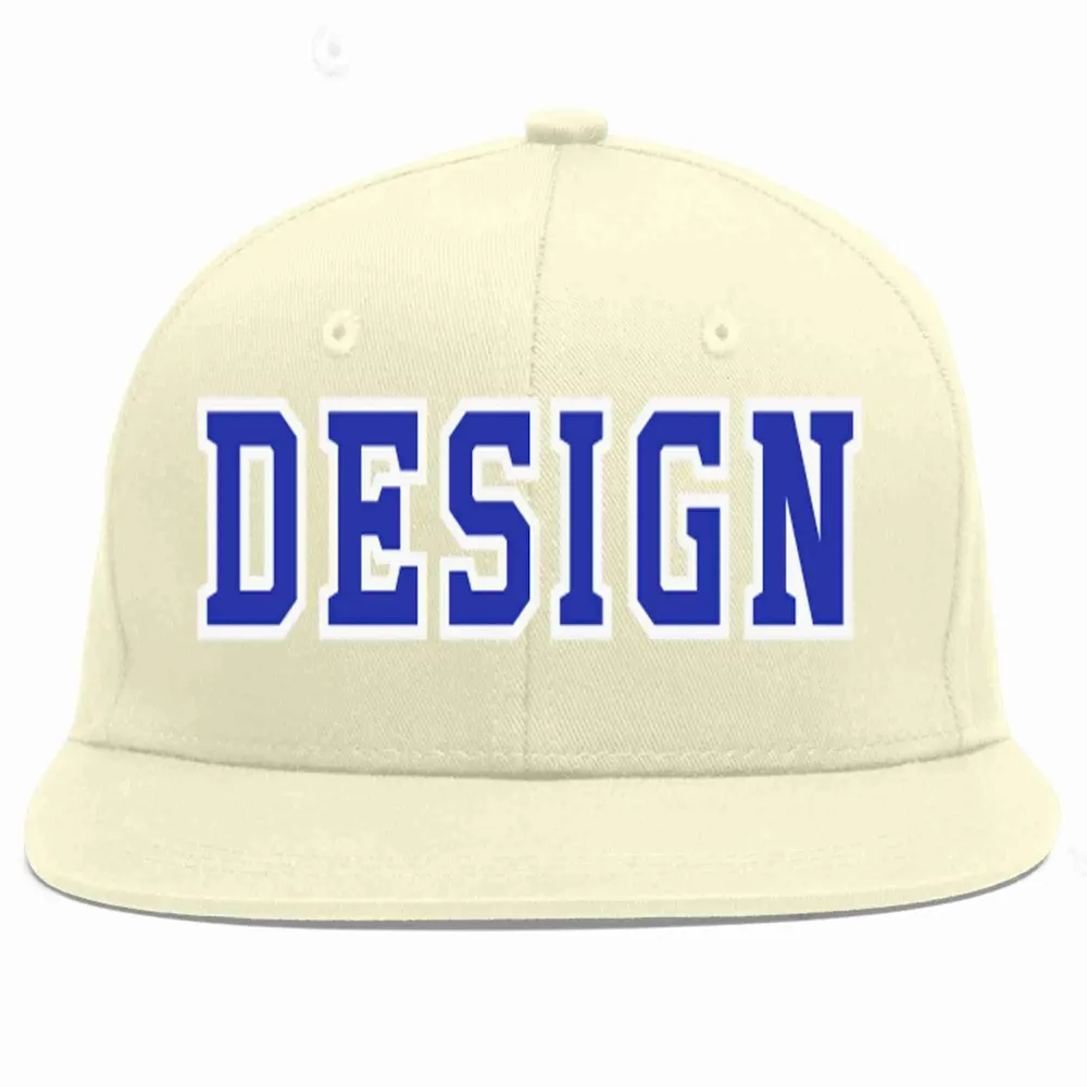 Custom Cream Royal-White Flat Eaves Sport Baseball Cap Design for Men/Women/Youth