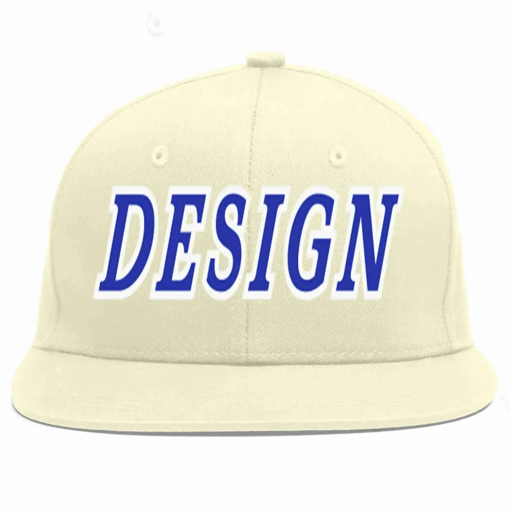 Custom Cream Royal-White Flat Eaves Sport Baseball Cap Design for Men/Women/Youth