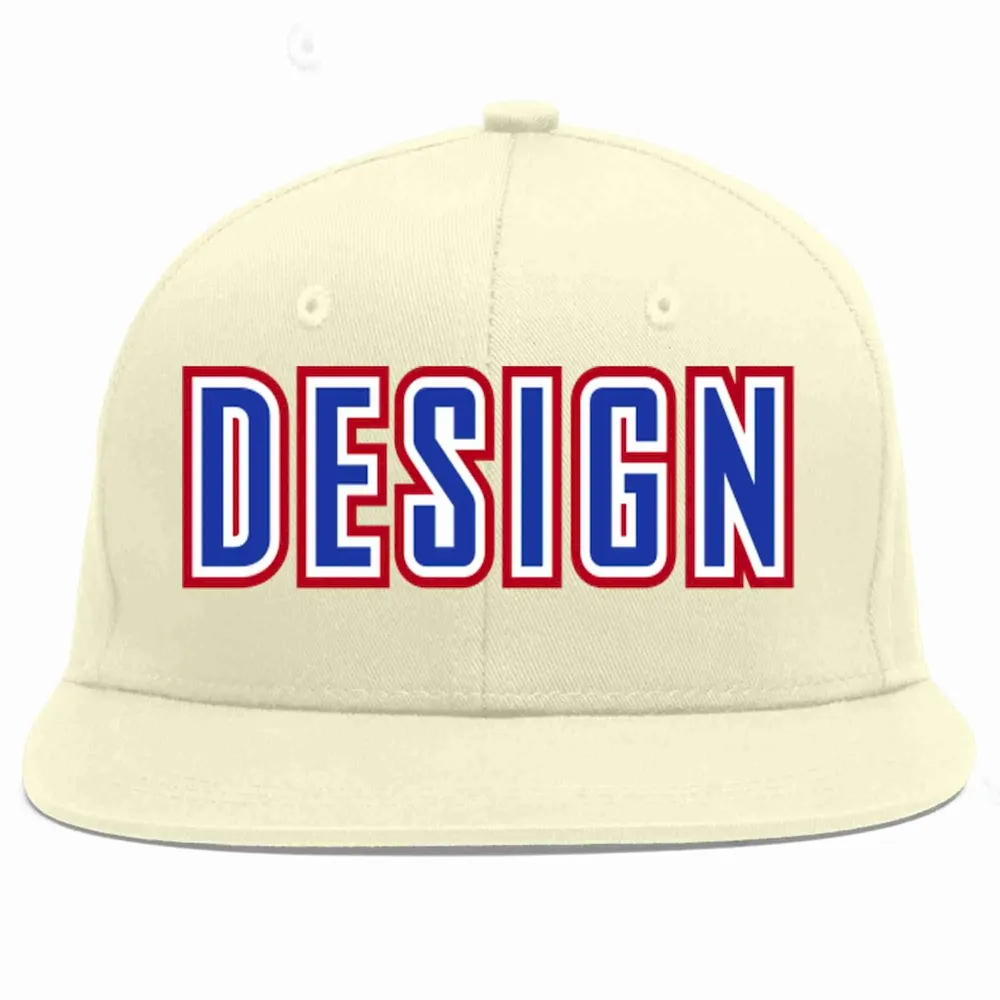 Custom Cream Royal-White Flat Eaves Sport Baseball Cap Design for Men/Women/Youth
