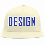 Custom Cream Royal-White Flat Eaves Sport Baseball Cap Design for Men/Women/Youth