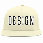Custom Cream Black-White Flat Eaves Sport Baseball Cap Design for Men/Women/Youth