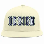 Custom Cream Navy-White Flat Eaves Sport Baseball Cap Design for Men/Women/Youth