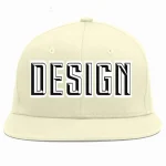 Custom Cream Black-White Flat Eaves Sport Baseball Cap Design for Men/Women/Youth