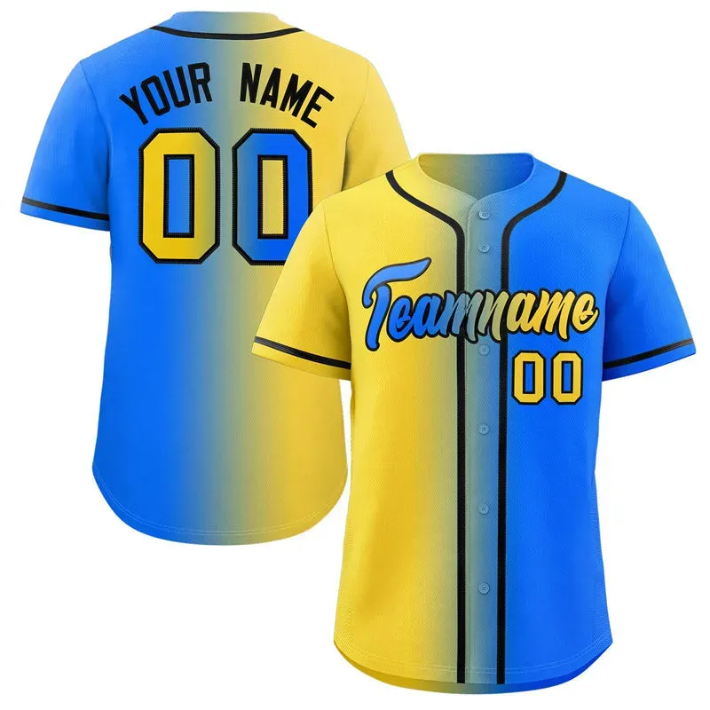 Custom Powder Blue Red-White Gradient Fashion Authentic Baseball Jersey