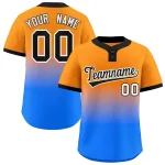 Custom Light Blue Navy Navy-White Gradient Fashion Authentic Two-Button Baseball Jersey