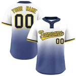 Custom White Navy Gold-Navy Gradient Fashion Authentic Two-Button Baseball Jersey