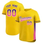 Custom Gold Purple-Pink Personalized Gradient Font And Side Design Authentic Baseball Jersey