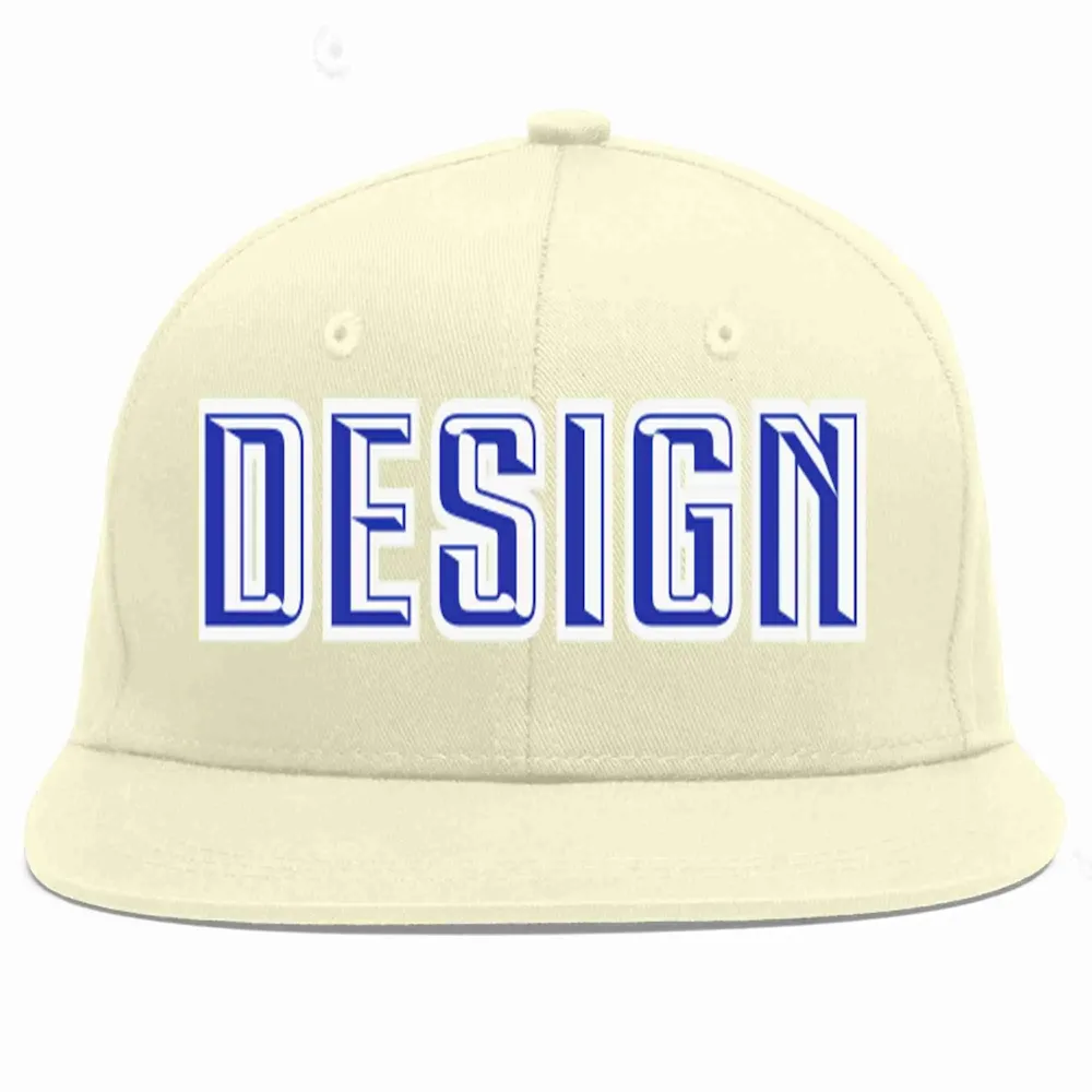 Custom Cream Royal-White Flat Eaves Sport Baseball Cap Design for Men/Women/Youth