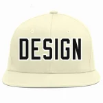 Custom Cream Black-White Flat Eaves Sport Baseball Cap Design for Men/Women/Youth