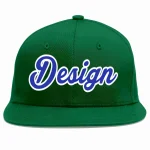 Custom Green Royal-White Flat Eaves Sport Baseball Cap Design for Men/Women/Youth