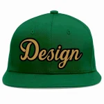 Custom Green Old Gold-Black Flat Eaves Sport Baseball Cap Design for Men/Women/Youth