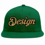 Custom Green Old Gold-Black Flat Eaves Sport Baseball Cap Design for Men/Women/Youth