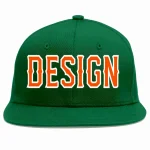 Custom Green Old Gold-Black Flat Eaves Sport Baseball Cap Design for Men/Women/Youth