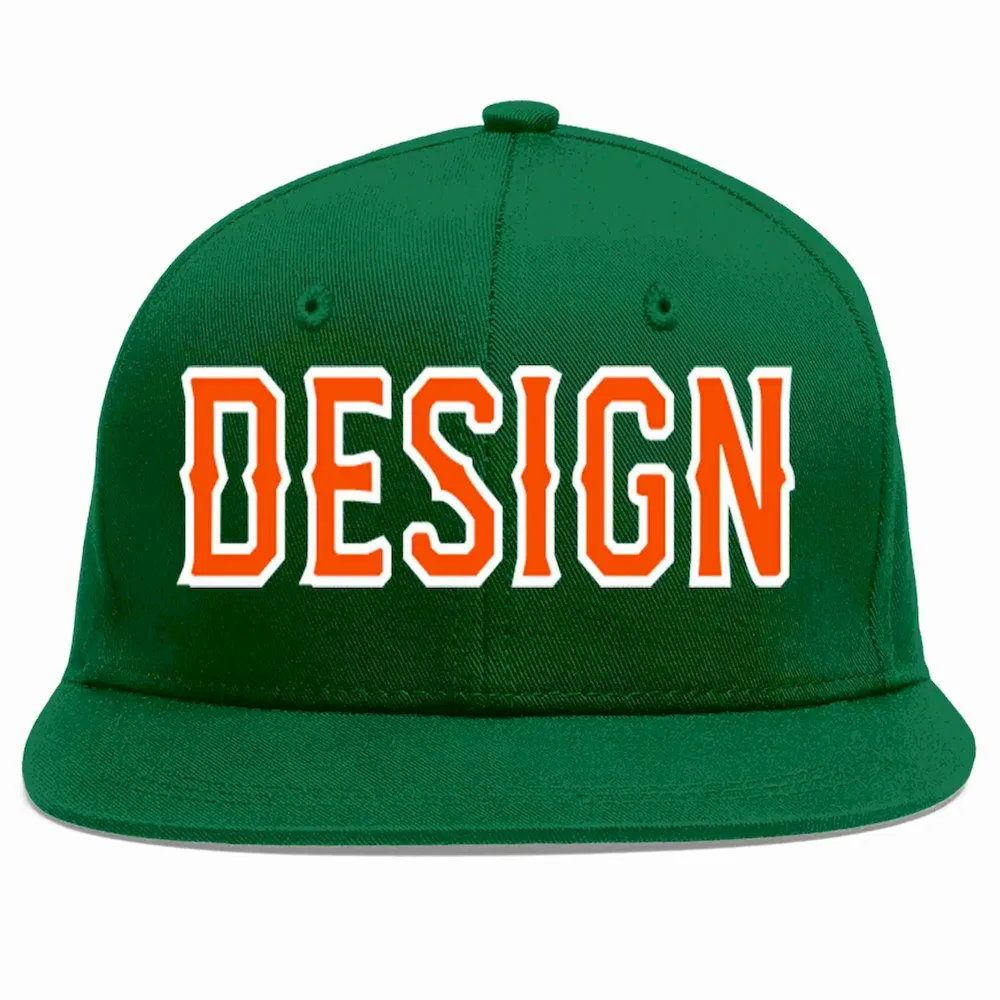 Custom Green Old Gold-Black Flat Eaves Sport Baseball Cap Design for Men/Women/Youth