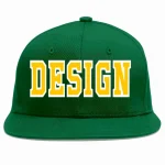 Custom Green White-Black Flat Eaves Sport Baseball Cap Design for Men/Women/Youth