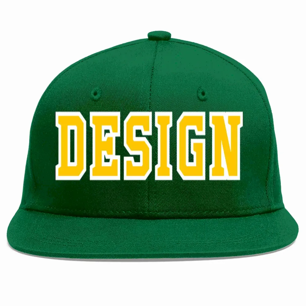 Custom Green White-Black Flat Eaves Sport Baseball Cap Design for Men/Women/Youth