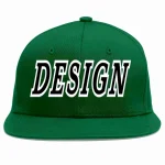 Custom Green Black-White Flat Eaves Sport Baseball Cap Design for Men/Women/Youth