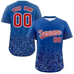 Custom Royal Red Sequins Pattern Gradient Fashion Authentic Baseball Jersey