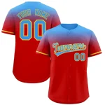 Custom Red Powder Blue Gradient Fashion Design Authentic Baseball Jersey