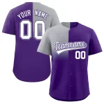 Custom Purple Gray Personalized Half Gradient Design Authentic Baseball Jersey
