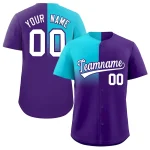 Custom Purple Sky Blue Personalized Half Gradient Design Authentic Baseball Jersey