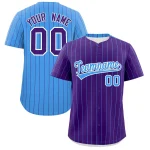 Custom Purple Powder Blue Pinstripe Personalized Two-Tone Authentic Baseball Jersey