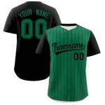 Custom Kelly Green Black Pinstripe Personalized Two-Tone Authentic Baseball Jersey