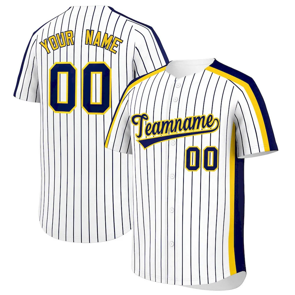 Custom White Sky Blue Pinstripe Personalized Side Two-tone Authentic Baseball Jersey