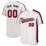Custom White Crimson Pinstripe Personalized Side Two-tone Authentic Baseball Jersey