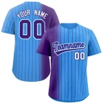 Custom Powder Blue Purple Pinstripe Personalized Gradient Authentic Baseball Jersey