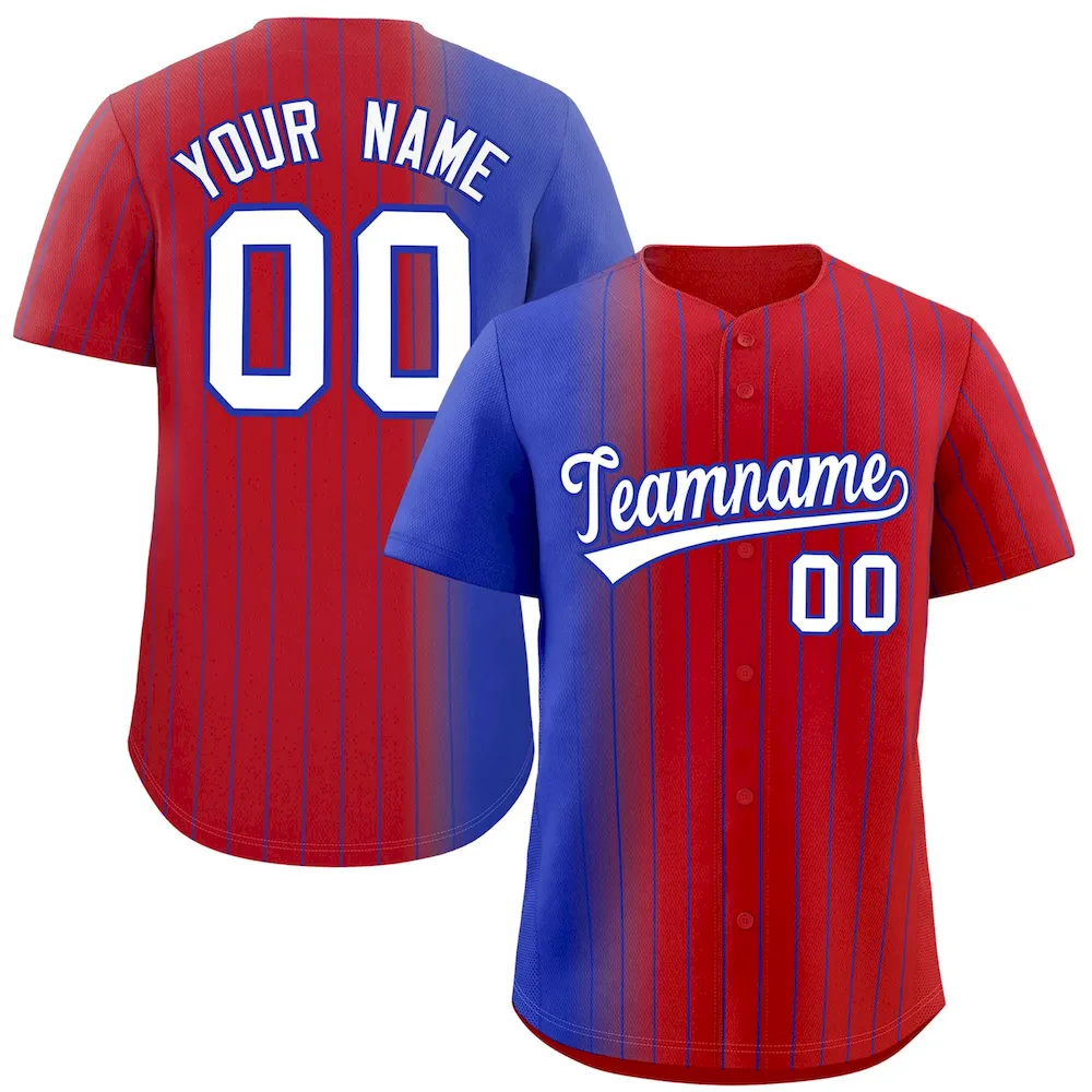 Custom Red Royal Pinstripe Personalized Gradient Authentic Baseball Jersey