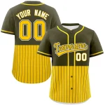 Custom Olive Gold Personalized Half Stripe Design Authentic Baseball Jersey